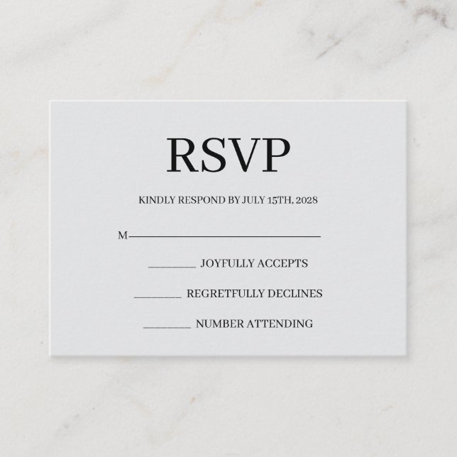 Minimalist Simple Wedding RSVP Enclosure Card Begleitkarte (Vorderseite)