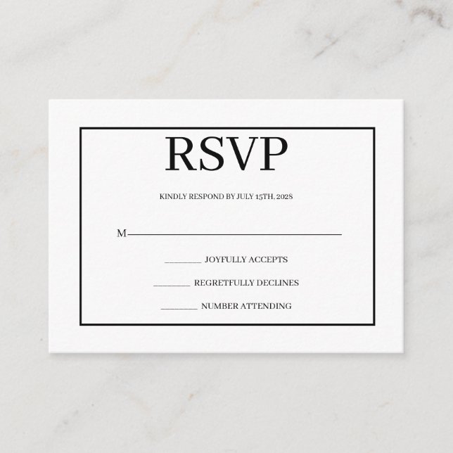 Minimalist Simple Wedding RSVP Enclosure Card Begleitkarte (Vorderseite)
