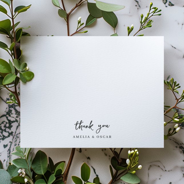 Minimalist Simple White Handwritten Script Wedding Dankeskarte (Von Creator hochgeladen)