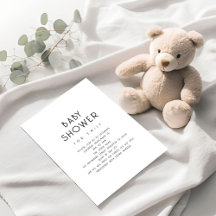 Minimalist Simply Text Black and White Baby Shower