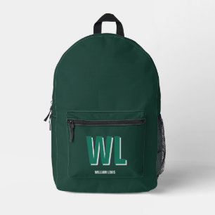 Minimalist Smaragdgrün personalisierte Monogramm Bedruckter Rucksack