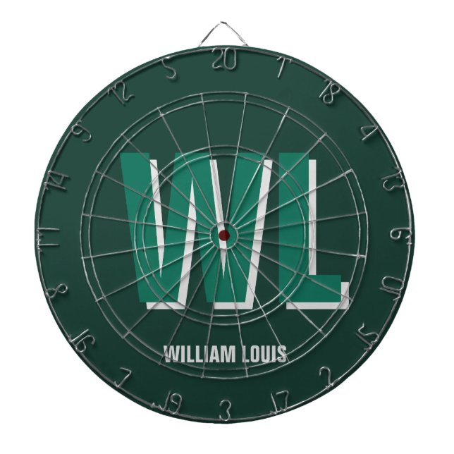 Minimalist Smaragdgrün personalisierte Monogramm  Dartscheibe (vorne)