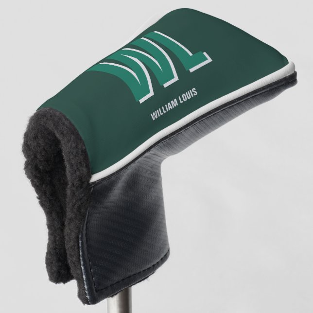 Minimalist Smaragdgrün personalisierte Monogramm  Golf Headcover (3/4 Vorderseite)