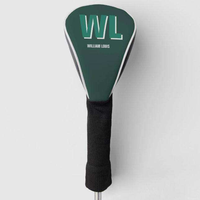 Minimalist Smaragdgrün personalisierte Monogramm  Golf Headcover (Vorderseite)