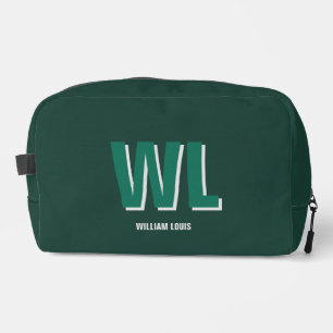 Minimalist Smaragdgrün personalisierte Monogramm Waschbeutel