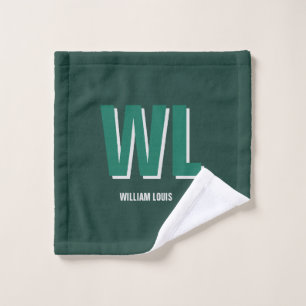 Minimalist Smaragdgrün personalisierte Monogramm Waschlappen