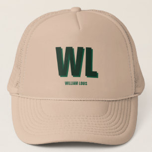 Minimalist Smaragdgrün personalisiertes Monogramm  Truckerkappe
