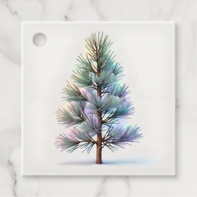 Minimalist Snowy Pine Geschenkanhänger (Vorderseite)