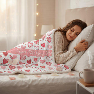 Minimalist Soft Heart Skizzenmuster Sherpadecke