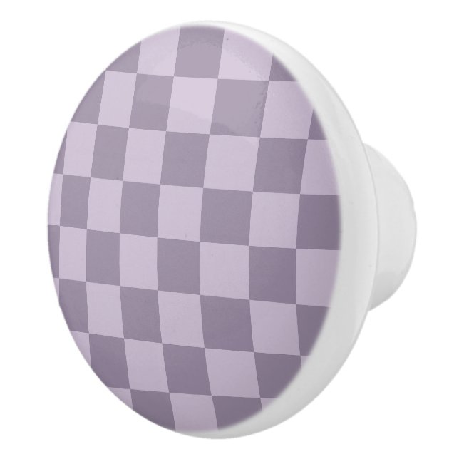 Minimalist Soft Lavender Checkerboard Pattern  Keramikknauf (Rechts)
