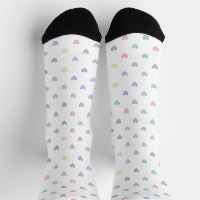 Minimalist Soft Pastel Heart Pattern Crew Socks Socken (Oben)