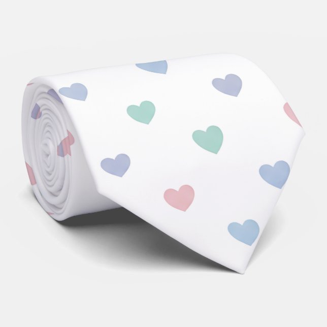 Minimalist Soft Pastel Heart Pattern  Krawatte (Gerollt)
