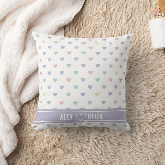 Minimalist Soft Pastel Heart Pattern  Personalized Kissen (Decke)