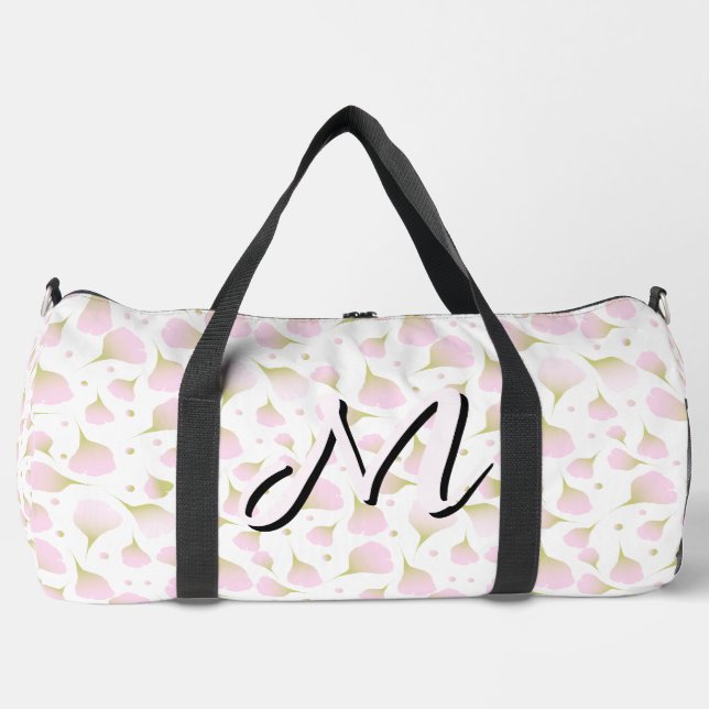 Minimalist Soft Pastel-Rosa Initial Reise Duffle Bag (Vorderseite)