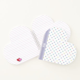 Minimalist Soft Pastell Herz Muster Personalisiert Notizbuch