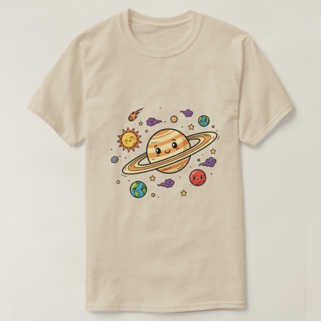 Minimalist Space Ästhetik Galaxy Mond T-Shirt (Design vorne)