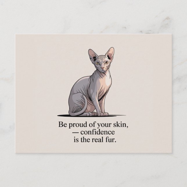 Minimalist Sphynx Cat Inspirational Art Postkarte (Vorderseite)