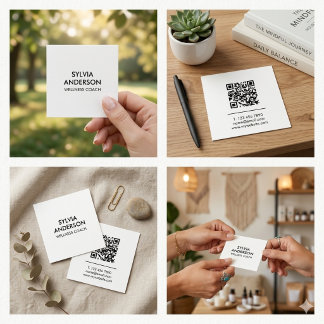 Minimalist Square Business Card with QR Code  Quadratische Visitenkarte
