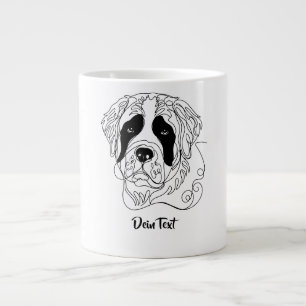 Minimalist St. Bernard One Line Art Portrait Jumbo-Tasse