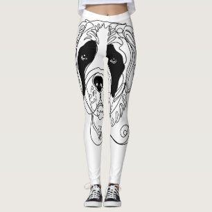 Minimalist St. Bernard One Line Art Portrait Leggings