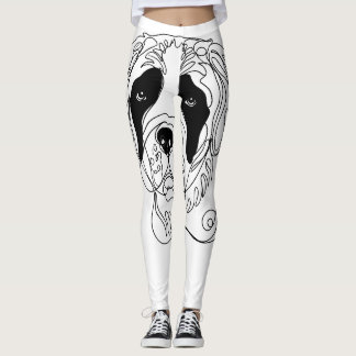 Minimalist St. Bernard One Line Art Portrait Leggings