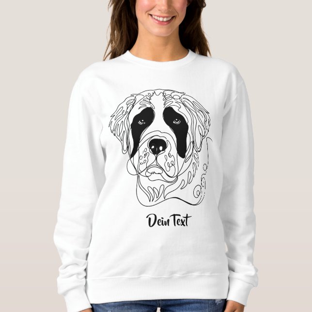 Minimalist St. Bernard One Line Art Portrait Sweatshirt (Vorderseite)