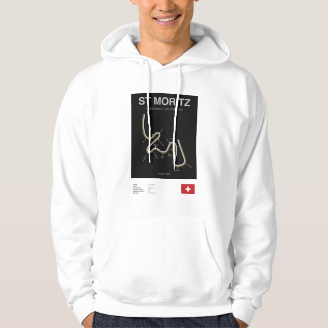 Minimalist St Moritz Bobsleigh Line Hoodie Blk (Vorderseite)
