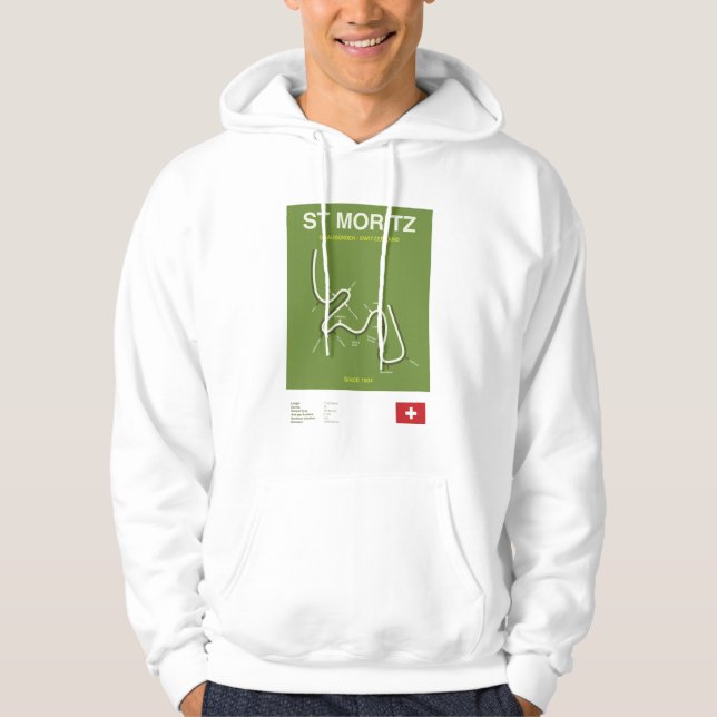 Minimalist St Moritz Bobsleigh Line Print Hoodie (Vorderseite)