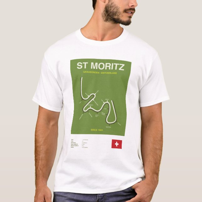 Minimalist St Moritz Bobsleigh Line Print Tee (Vorderseite)