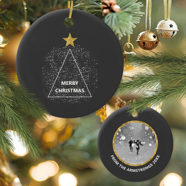 Minimalist Star Photo Christmas Keepsake Keramik Ornament (Minimalist Star Photo Christmas Keepsake Ceramic Ornament ©Susanne Sachers - Sunny Mind 🌞)
