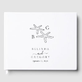 Minimalist Starfish Beach Monogram Wedding Gästebuch