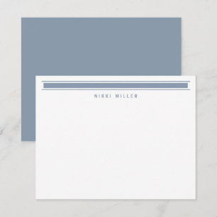 Minimalist Staubblau-Monogramm Moderne Grenze Mitteilungskarte