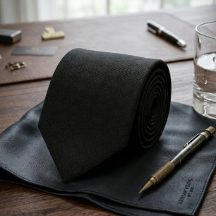 Minimalist Stealth Schwarz Mikro Karo Geometrisch Krawatte