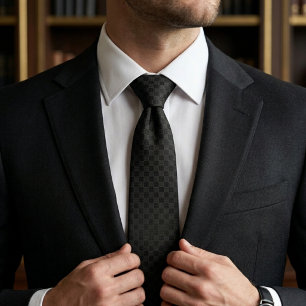 Minimalist Stealth Schwarz Mikro Karo Geometrisch Krawatte