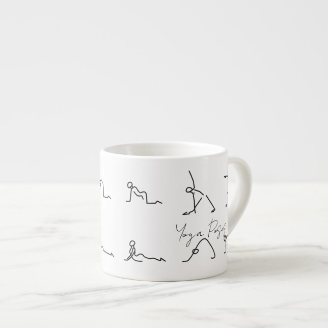 Minimalist Stick Figure Yoga Poses Espressotasse (Vorderseite Rechts)