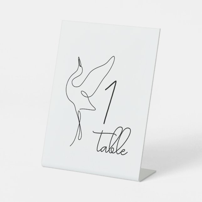 Minimalist Stork Neutral Baby Shower Table Numbers Sockelschild (Vorderseite)