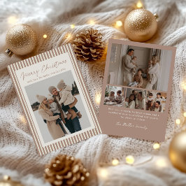 Minimalist Stripe Family Christmas Photo Feiertagskarte