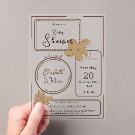 Minimalist Style Flower Notes Baby Shower Acryleinladungen
