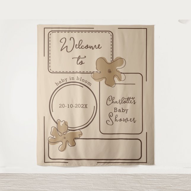 Minimalist Style Flower Notes Baby Shower Backdrop Wandteppich (Vorderseite)