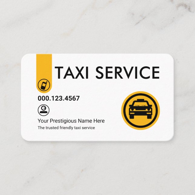 Minimalist Stylish Yellow Taxi Tab Visitenkarte (Vorderseite)
