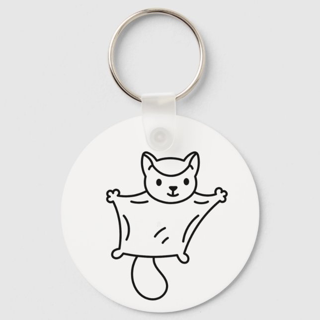 Minimalist Sugar Glider Line Art Schlüsselanhänger (Vorderseite)