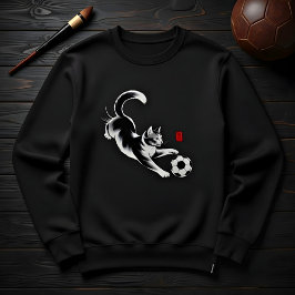 Minimalist Sumi-e Soccer Cat Unique Gift for Cat Sweatshirt