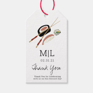 Minimalist Sushi-Rolle Danke Asiatische Hochzeit Geschenkanhänger