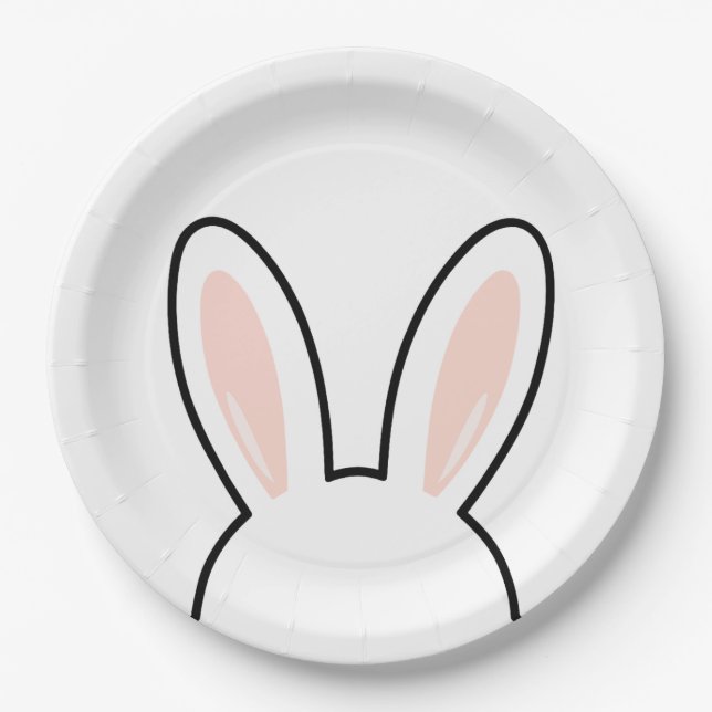 Minimalist Süße Hasenohren Osterhase Pappteller (Vorderseite)