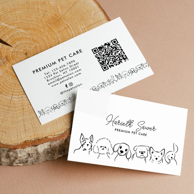Minimalist süße Hunde Haustier QR Code Visitenkarte (Von Creator hochgeladen)