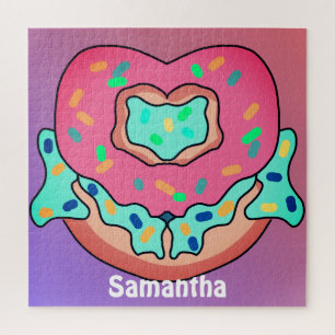 Minimalist süßes Herz-Donut Liebe Puzzle