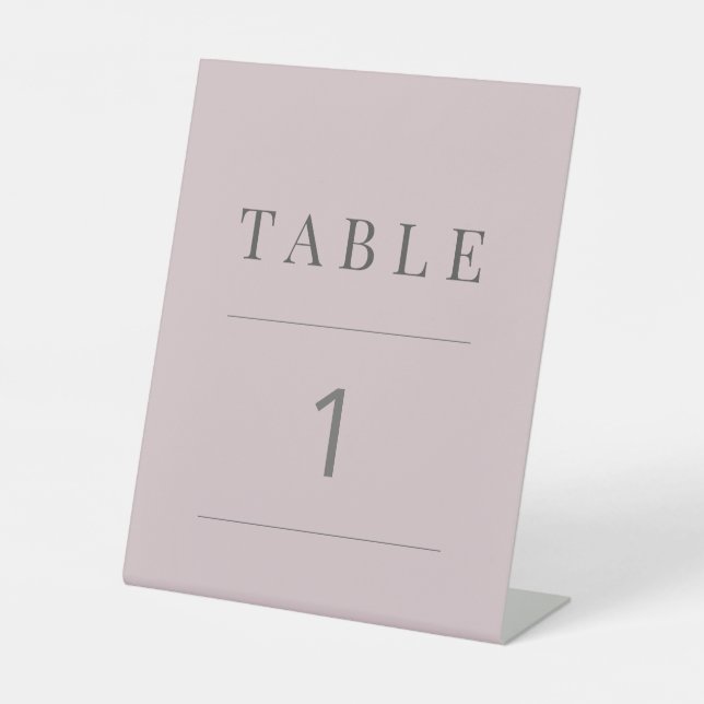 Minimalist Table Number Dusky Rose Sockelschild (Vorderseite)