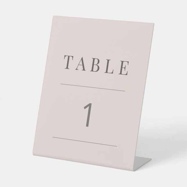 Minimalist Table Number | Warm Blush Sockelschild (Vorderseite)