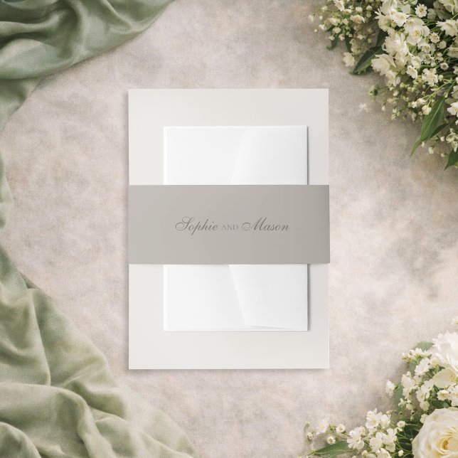 Minimalist Taupe Wedding Einladungsbanderole (Von Creator hochgeladen)