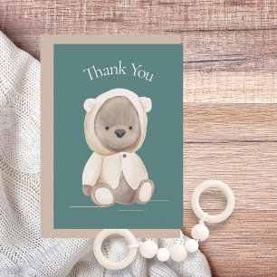Minimalist Teddy Bear Baby Shower Thank You  Dankeskarte